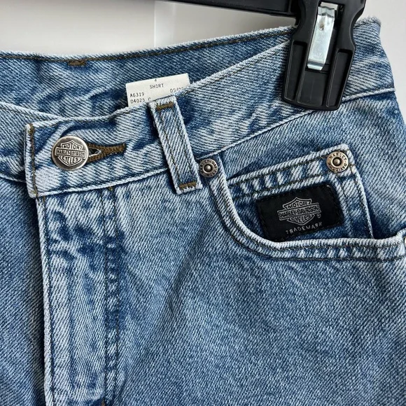 VINTAGE Harley Davidson High Rise Mid Thick Denim Jean Short Size 4